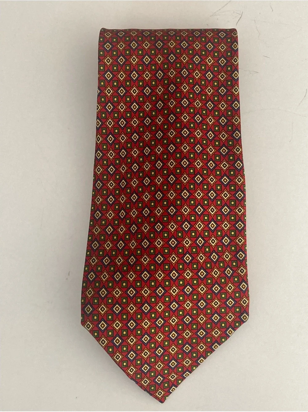 Frank Stella N.Y Classic Men's Red Geometric Silk Tie